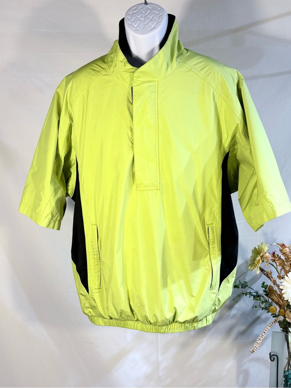 💥DryJoys by FootJoy Golf Jacket Lime Black Short Sleeve 1/4 Zip Sz L🧡 - Picture 2 of 12